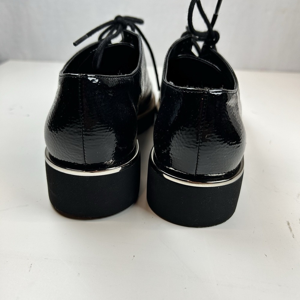 Franco Sarto Charles Shoe 7.5 M Lug Sole Derby Oxford Black Faux Patent Comfort - Picture 7 of 9